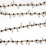 dark brown pyrite quartz gemstone bead chain 24k gold plated over silver, women jewelry making necklaces, earrings, and bracelets bead chain.