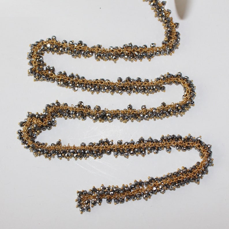 pyrite semi-precious gemstone beads 24k gold plated over silver rosary chain for a necklace, earrings, anklet, and bracelet making.