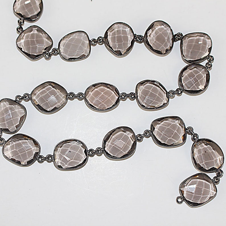 smoky semi-precious gemstone beads black oxidized antique rosary chain for a necklace, earrings, anklet, and bracelet making.