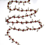 rhodolite garnet quartz gemstone bead chain 24k gold plated over silver, women jewelry making necklaces, earrings, and bracelets bead chain.
