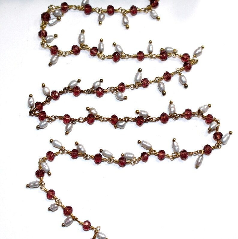 rhodolite garnet quartz gemstone bead chain 24k gold plated over silver, women jewelry making necklaces, earrings, and bracelets bead chain.