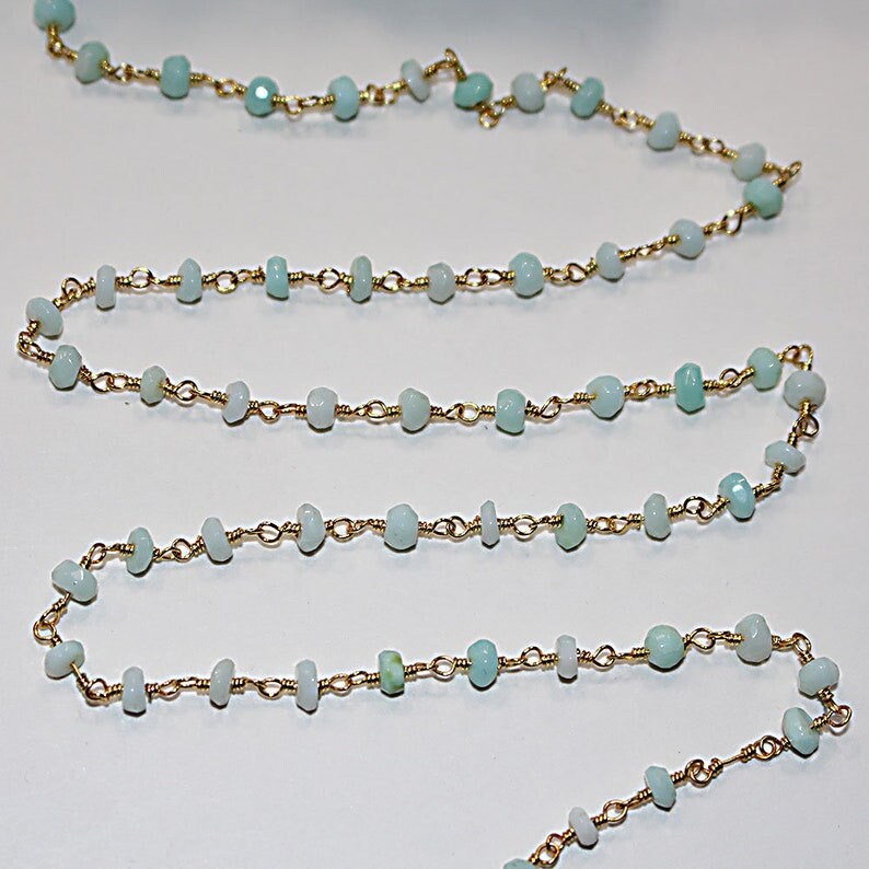 peruvian opal blue semi-precious gemstone beads black oxidized antique rosary chain for a necklace, earrings, anklet, and bracelet making.