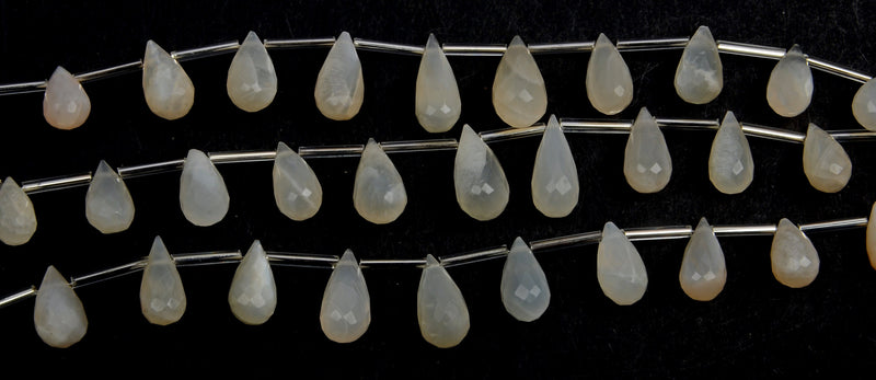 White Moonstone Faceted Teardrop 8 inch Bead Strand Natural Semi Precious Gemstone Birthstone DIY Women Jewelry Making Necklace Earrings