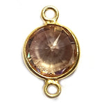 Zircon Champagne Quartz Bezel Connector, 24K Gold Plated, 6/8mm