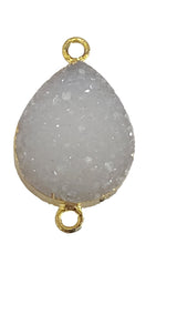 White Druzy Pear/Teardrop Bezel: 24K Gold Plated, Sterling Silver