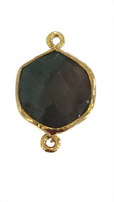 Blood Stone Stone Necklace Jewelry Making 12mm 15mm 18mm Hexagon Bezel Charms Pendants Connectors 24K Gold Plated Over 925 Sterling Silver