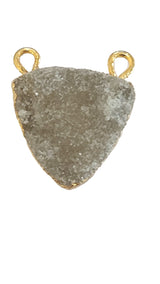 24k Gold Electroplated -Kissed Gray Druzy - Handmade Pendant Necklace - Gothy Elegance & Jewelry Gift