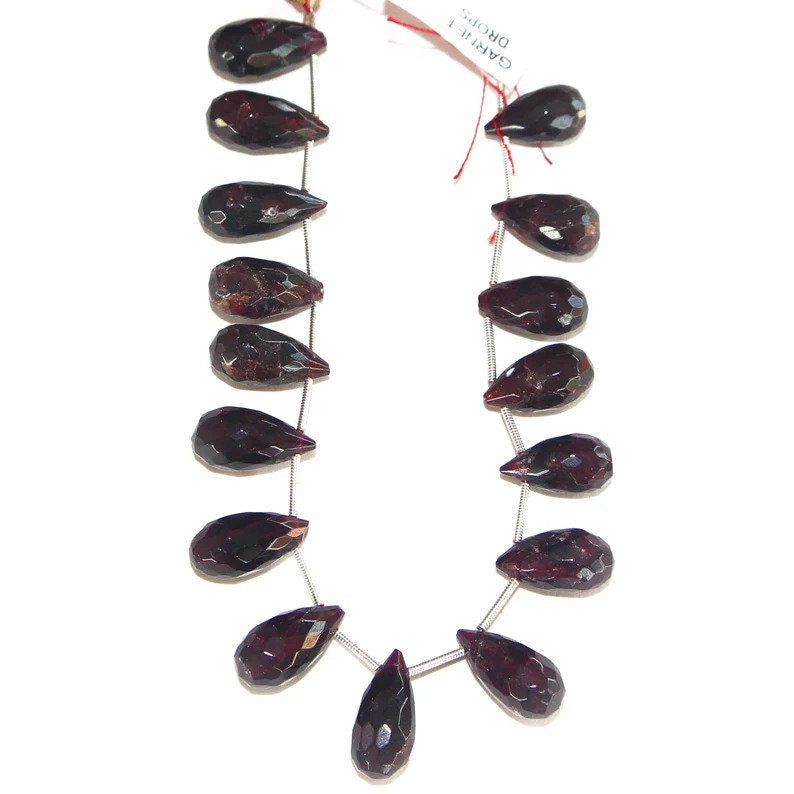 Faceted Garnet Teardrop Bead Strand, DIY Jewelry Making