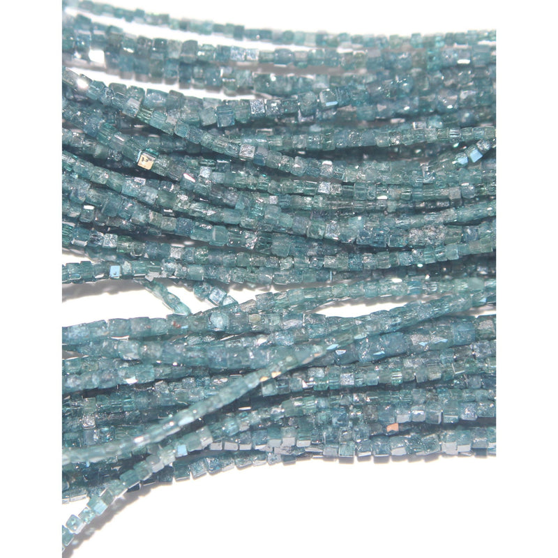 Blue Diamond natural precious gemstone bead strands, cube shaped 4-inch long bead strand, faceted bead handmade gemstone bead strand 2 Carat, women jewelry making necklaces, earrings, and bracelets bead strands.