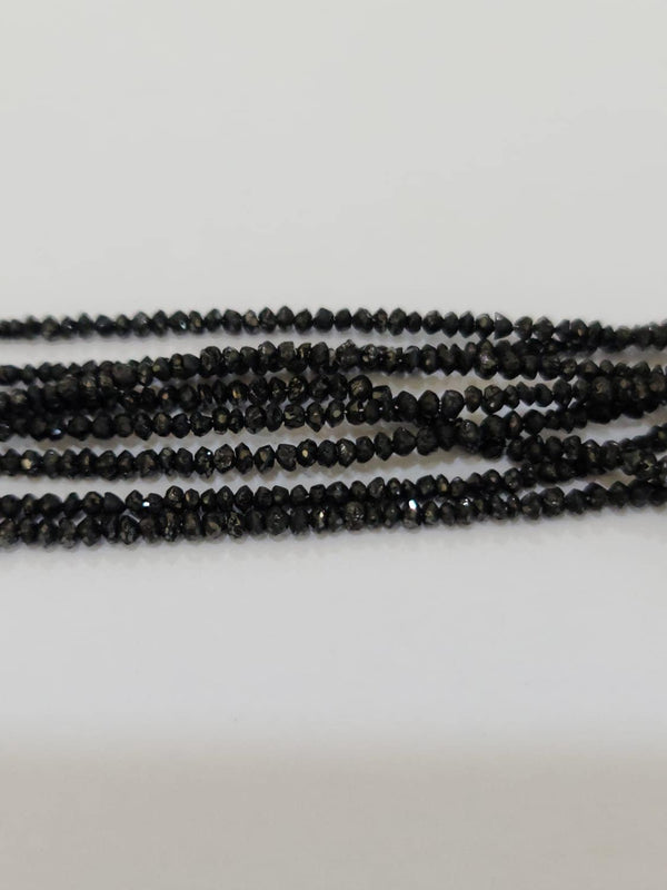 Black Diamond Faceted Rondelle 4 Inch Bead Strand & 2 Carats Natural Precious Gemstone Perfect For Jewelry Making Necklace, Earrings Rings