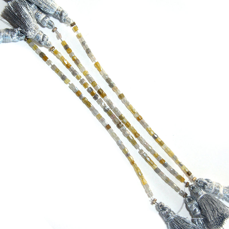 Multi Green Diamond natural precious gemstone bead strands, cube shaped 4-inch long bead strand, faceted bead handmade gemstone bead strand 5.12 Carat, women jewelry making necklaces, earrings, and bracelets bead strands.