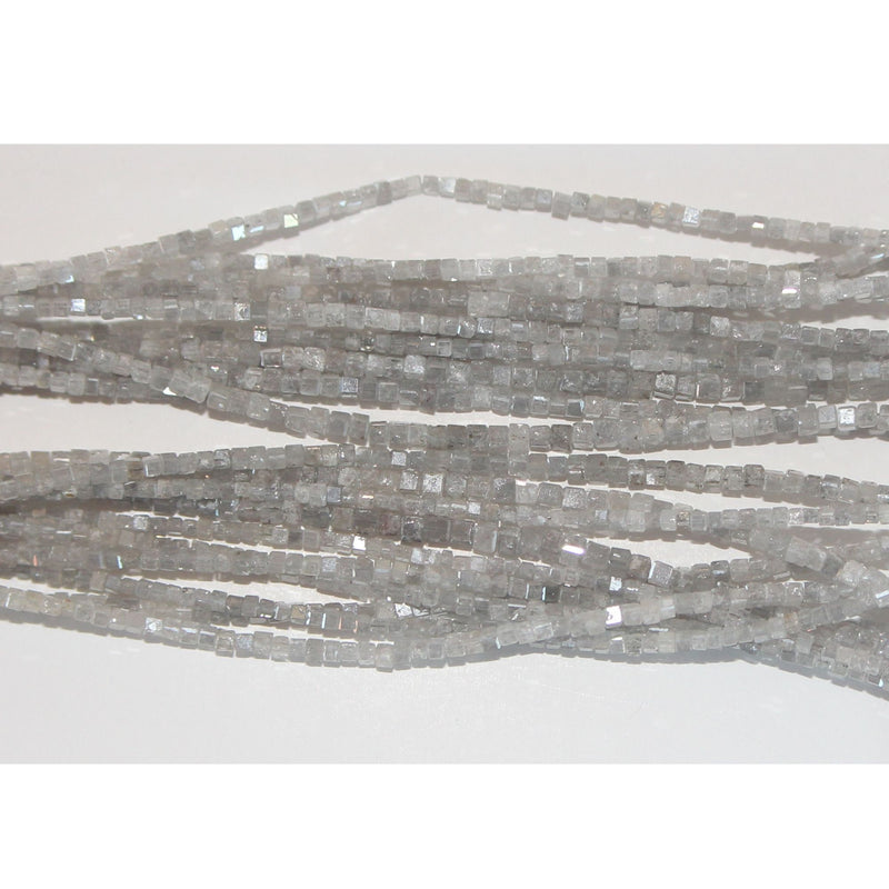 Gray Diamond natural precious gemstone bead strands, cube shaped 4-inch long bead strand, faceted bead handmade gemstone bead strand 2.5 Carat, women jewelry making necklaces, earrings, and bracelets bead strands.