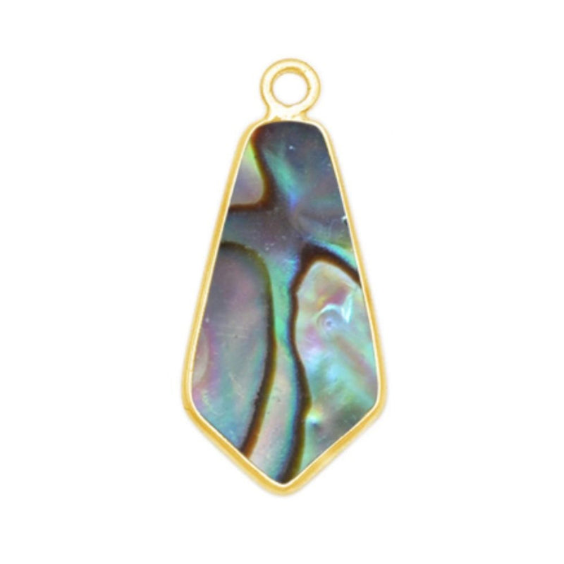 Abalone Shell Stone Necklace for Jewelry Making - 15X25mm Tie Bezel Charms Pendants 24K Gold Electroplated Chakra DIY