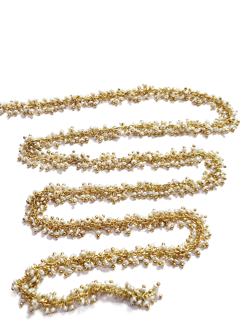 pearl freshwater pearl semi-precious gemstone beads 24k gold plated over silver rosary chain for a necklace, earrings, anklet, and bracelet making.