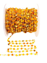 botswana shaded light natural semi-precious gemstone beads 24k gold plated over silver rosary chain for a necklace, earrings, anklet, and bracelet making.