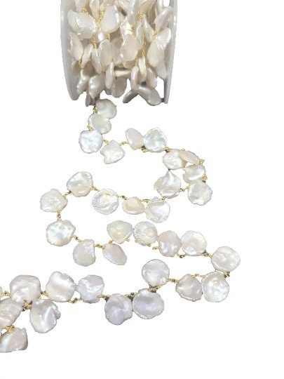 Natural Freshwater Pearl 10mm Beaded Necklace Chain 24K Gold Plated Over Silver Rosary Bead Chain Crystal Necklace Diy Jewelry Making Anklet