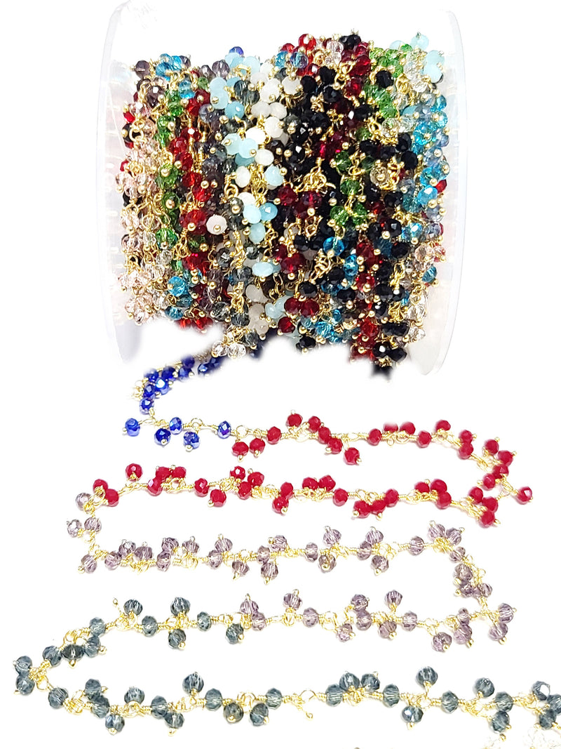 multi color quartz gemstone bead chain silver, women jewelry making necklaces, earrings, and bracelets bead chain.
