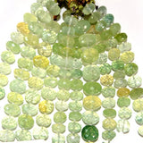 Prehnite rondelle shaped birthstone month march zodiac sign libra.