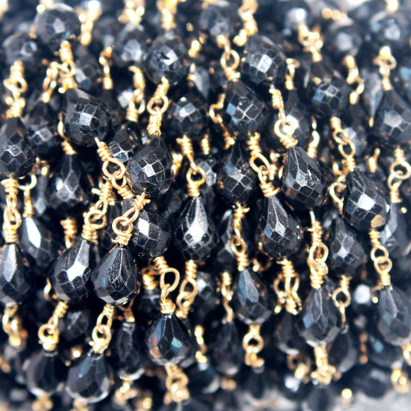 black spinel semi-precious gemstone beads black oxidized antique rosary chain for a necklace, earrings, anklet, and bracelet making.