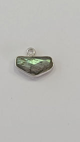 Labradorite Chevron/Half Hexagon Pendant - Boho Chic Gemstone Necklace with 925 Sterling Silver Elegance