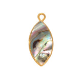 Abalone Shell Marquise Pendant – 24K Gold Electroplated Charm (11x22mm)