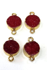 24k Gold electroplated -Kissed Red Druzy - Handmade Pendant Necklace - Gothy Elegance & Jewelry Gift