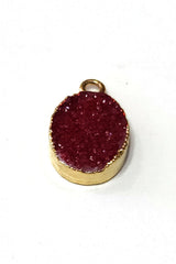 24k Gold electroplated - Kissed Red Druzy - Handmade Pendant Necklace - Gothy Elegance & Jewelry Gift