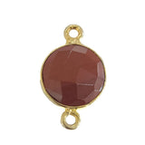 Red Jasper Coin/Round Pendant - Boho Chic Gemstone Necklace with 24kt Gold Elegance