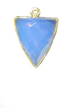 Opalite Stone Necklace for Jewelry Making 25X25mm Triangle Bezel Charms Pendants Connectors 24K Gold Plated Over 925 Sterling Silver