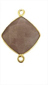 Peach Moonstone Stone Necklace for Jewelry Making 12 15 18mm Cushion/Diamond Bezel Charms Pendants 24K Gold Plated Over 925 Sterling Silver
