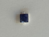 Blue sapphire natural semi-precious gemstone bezel square-shaped 15mm double bail or loop pendants and connector silver.