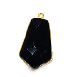 Black Onyx Stone Necklace for Jewelry Making 15X20mm Tie Bezel Charms Pendants Connectors 24K Gold Plated Over 925 Sterling Silver