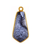 Dendrite Opal Tie Pendant - Boho Chic Gemstone Necklace with 24kt Gold Elegance