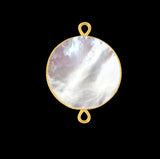 24K Gold Electroplated Mother Of Pearl Pendant - DIY Bezel Charm (10-18mm)