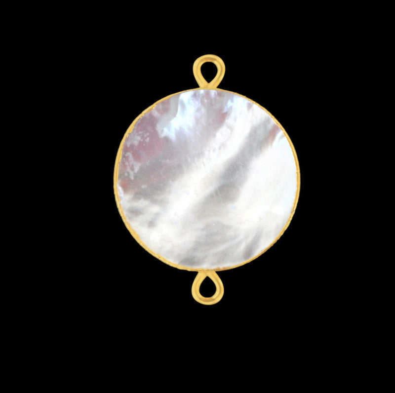 24K Gold Electroplated Mother Of Pearl Pendant - DIY Bezel Charm (10-18mm)