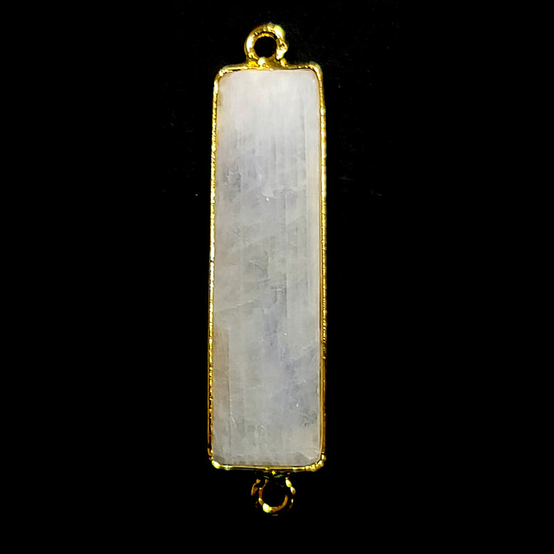 Rainbow Moonstone Bar Connector, 24K Gold Plated Sterling Silver, 8X30mm
