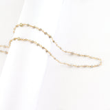 Natural Genuine Gray DIAMOND AAA Gemstone 18K Solid Gold 2.5mm Bead Women Jewelry Making Necklace Rosary Chain Per INCH April Birthstone