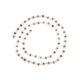Blue Sapphire Natural Precious AAA Gemstone 18K Solid Gold 3mm Bead Women Jewelry Making Necklace Rosary Chain Per INCH September Birthstone