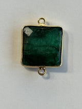 Emerald Square Pendant - Boho Chic Gemstone Necklace with 24kt Gold Elegance