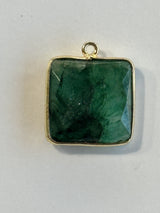 Emerald Square Pendant - Boho Chic Gemstone Necklace with 24kt Gold Elegance