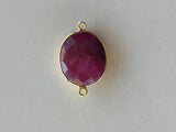 Ruby Stone Necklace for Jewelry Making 10X15 12X15 13X30 15X18 15X20 18X25 8X10 Oval Bezel Charms 24K Gold Plated Over 925 Sterling Silver