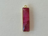 Ruby Bar Pendant, 24K Gold Plated Sterling Silver Bezel (8X30mm)