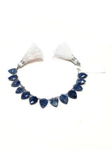 blue kyanite natural gemstone bead strands, arrow head shaped 4-inch long bead strand, faceted bead size 10X7-9.5X7mm, handmade gemstone bead strand 28 carats, women jewelry making necklaces, earrings, and bracelets bead strands.