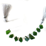 Chrome Diopside natural gemstone bead strands, fancy shaped 4-inch long bead strand, faceted bead size 6X7.5-5X8mm, handmade gemstone bead strand 20 carats, women jewelry making necklaces, earrings, and bracelets bead strands.