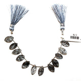 Black rutile/termilated quartz natural gemstone bead strands, marquise-shaped 4-inch long bead strand, faceted bead size 7X13.5-7X14mm, handmade gemstone bead strand 34 carats, women jewelry making necklaces, earrings, and bracelets bead strands.