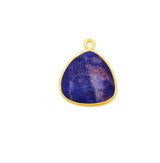 Sodalite Triangle Bezel Charm: 24K Gold Plated Sterling Silver Connector