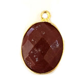 Brown Jasper Stone Necklace for Jewelry Making 10X15 12X15 13X30 15X18 15X20 18X25 8X10mm Oval Bezel Charms 24K Gold Plated Over Silver DIY