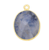 Rainbow Moonstone Oval Pendant - Boho Chic Gemstone Necklace with 24kt Gold Elegance