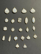 Rainbow Moonstone Square Pendant - Boho Chic Gemstone Necklace with 24kt Gold Elegance