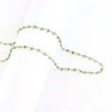 Emerald Natural Precious AAA Gemstone 18K Solid Gold 2.5mm 3mm Bead Women Jewelry Making Necklace Rosary Chain Per INCH, May Birthstone